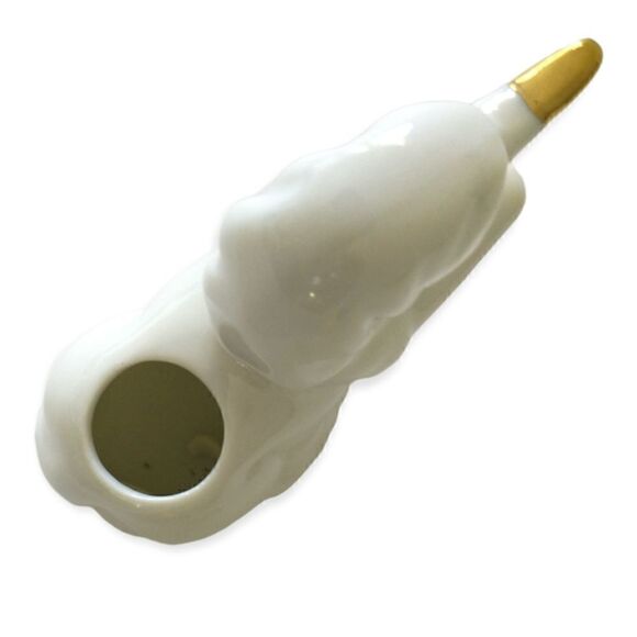 Vtg Atlanta GA Unicorn Toothpick Holder State Souvenir Ceramic Horse White Gold. - Picture 3 of 16